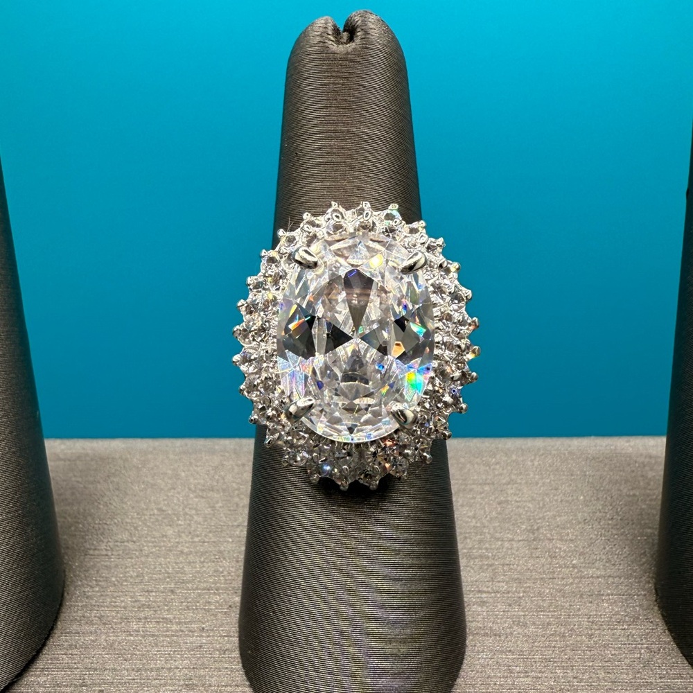🌸Ring Silver 925 Oval Cut CZ Stones 🌸